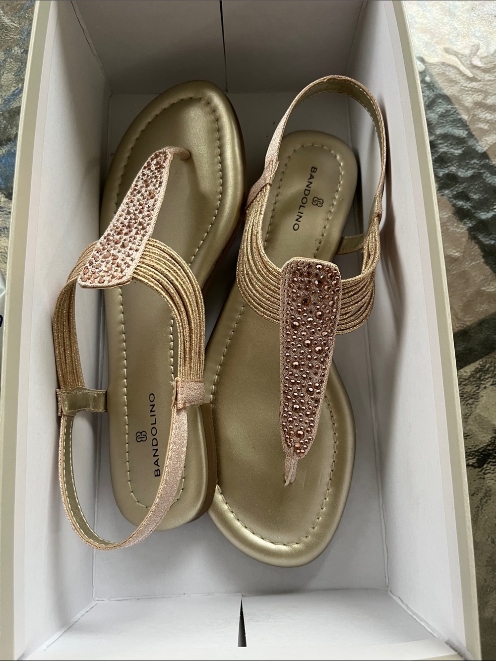 Bandolino Rose Gold Jewel-Embellished Slingback Sandals